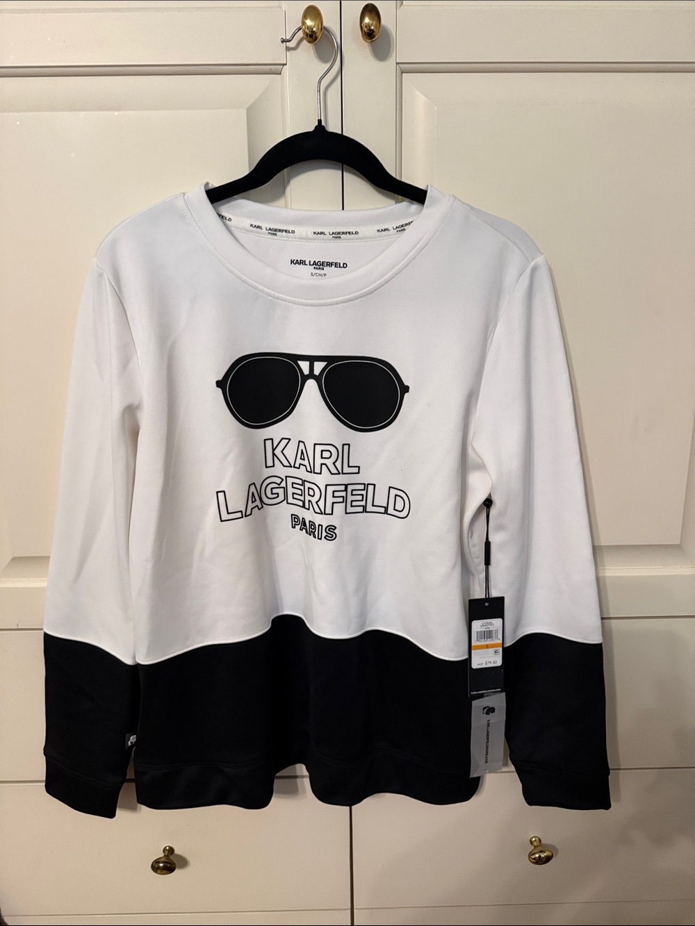 Karl Lagerfeld Two-Tone White & Black Logo Sweatshirt